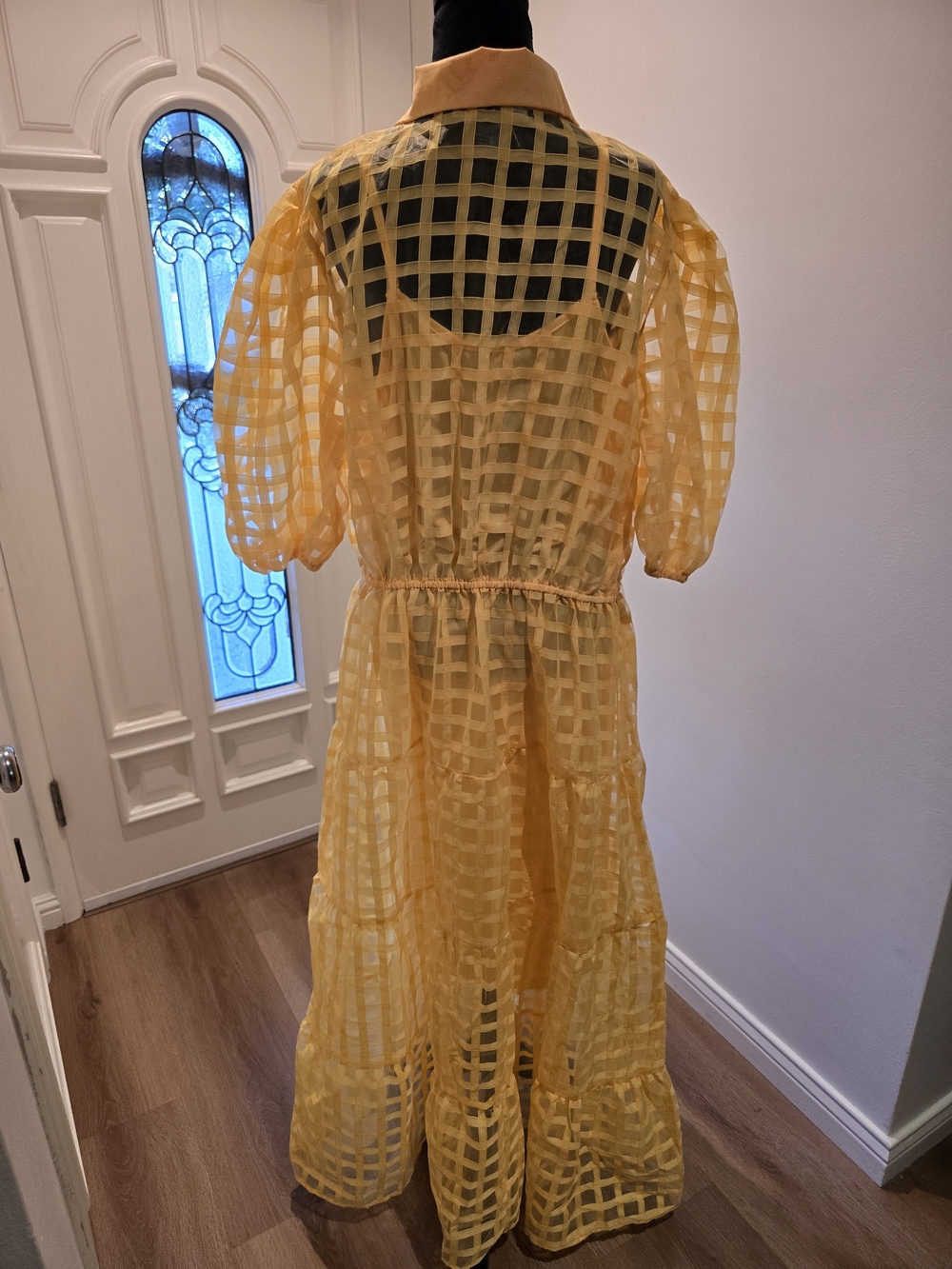 Gridded Organza Tiered Maxi Dress - Picture 4 of 8